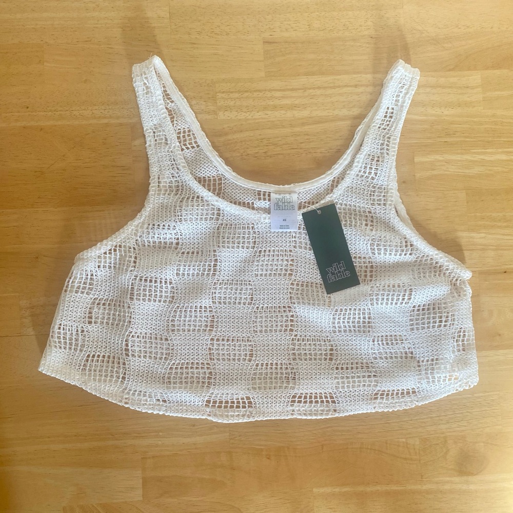 NWT Wild Fable Open Weave Crochet Cropped Tank Top Size XS